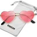 2 x Eiuizah Polarized Heart Sunglasses for Women Men - Cute Trendy Sun Glasses Metal Frame UV400 Protection Lens (A1 Gold Frame/Pink Lenses)