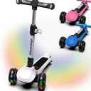 Elecorange T200/T500 Balance Electric Scooter for Kids Age 4-9, 2 Types Front Wheels, Electric Horn, Full Body Lights Up, Wide Deck, 5Mph Safe Speed, 70min Riding, Foldable Kick Scooter Boys & Girl (T200-Entry level, Pearl)