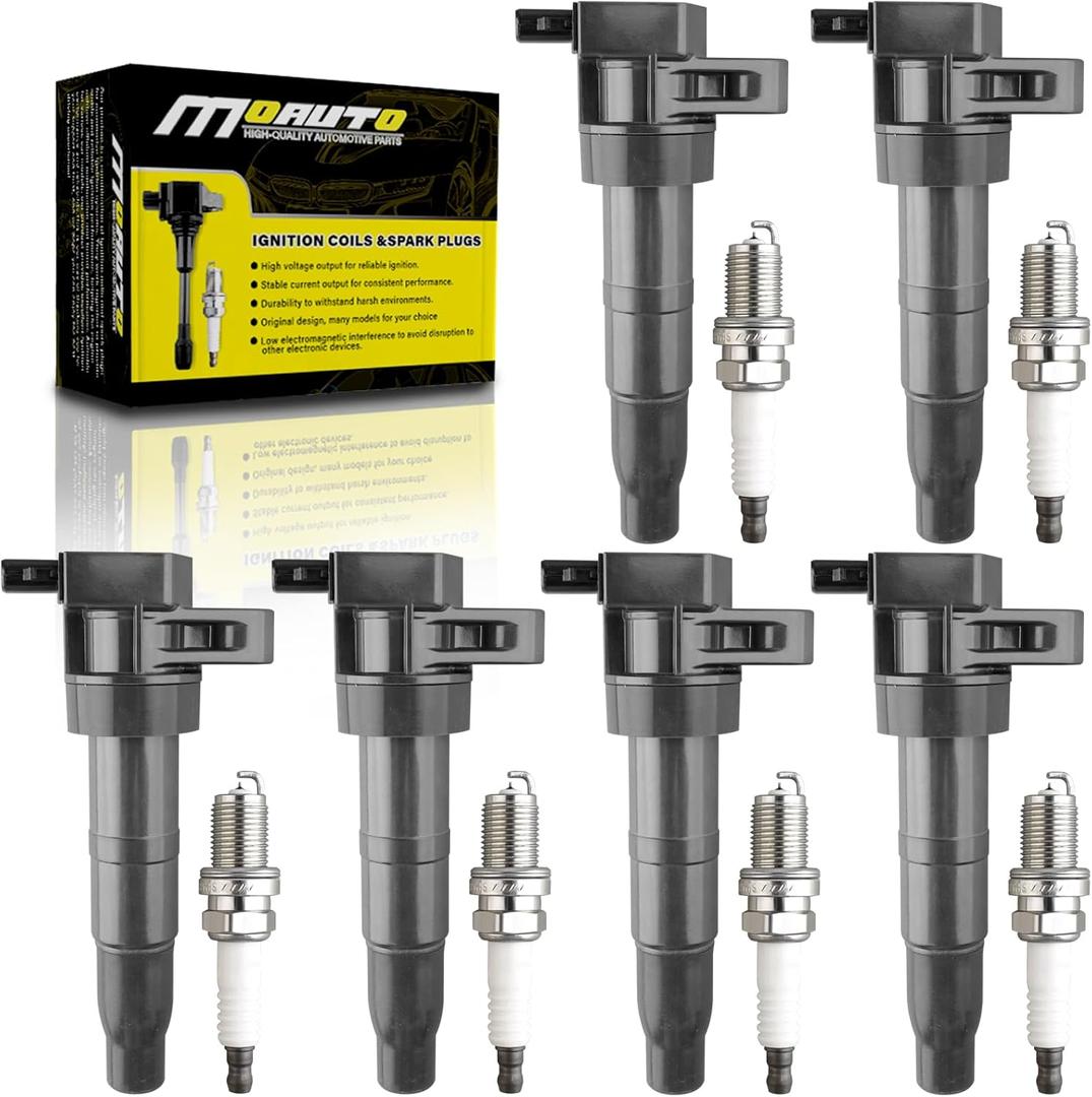 Set of 6 Ignition Coils Pack UF546 27301-3C000 & 6 PCS Iridium Spark Plugs Compatible with Hyundai Kia Azera Entourage Santa Fe Sonata Veracruz Optima Sedona 2.4L 3.3L 3.5L 3.8L V6