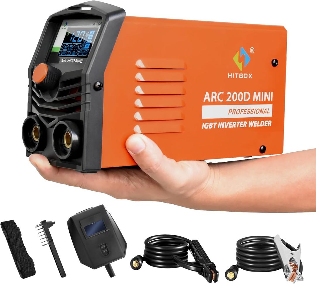 HITBOX Mini 2 IN 1 Welding Machine 140A 110V/220V Dual Voltage Stick/Lift Tig Welder Machine Portable Handheld with Collaborative Control with Hot Start Arc Force Anti-Stick LED Digital Display
