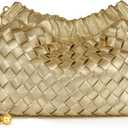 Joryin Woven Women's Crossbody Bag & Evening Purse, Trendy Dumpling Clutch & Hobo Cloud Shoulder Bag Trendy Dumpling Clutch (Woven Leather-champagne Gold)