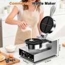 Commercial Waffle Maker, 1300W Stainless Steel Waffle Baker Machine, 50-300C(120-570), Nonstick, for Catering, Restaurant, Snack Stand, Perfect for Iftar, CE Certified