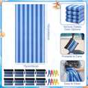 Gilprop 8 Packs Oversized Stripe Beach Towels Microfiber Pool Towel with Bags & Clips Soft Absorbent Quick Dry Camping Towels for Women Men Travel Families Swim (60×30 in,Blue)