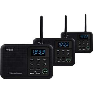Wuloo Intercoms Wireless for Home 1 Mile Range 22 Channel 100 Digital Code Display Screen, Wireless Intercom System for Home House Business Office, Room to Room Intercom Communication(3Stations Black)