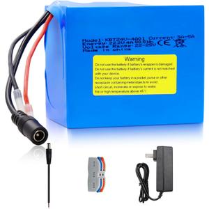 KBT 24V 4Ah Rechargeable Lithium Replacement Battery, with Charger, Charging Cable, Cable Connector for Kids Ride On Cars