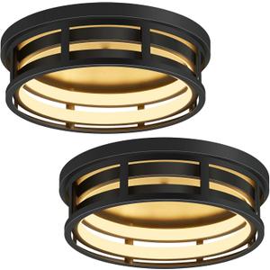ZHU YAN LED Flush Mount Ceiling Light Fixture, Modern Hallway Light Fixtures Ceiling,3 Color Selectable Light Fixtures Ceiling Mount for Kitchen Hallway Entry Bedroom (2 Pack)