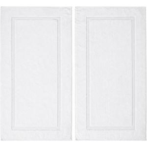 SALBAKOS 100% Turkish Cotton Bath Mat Towel Set of 2 Piece White | 20x34 in Large Bath Mats | Luxury Hotel Quality, Thick, Absorbent, Quick Dry Bathmats for Bathroom & Toilet (White, 2 Bath Mats)