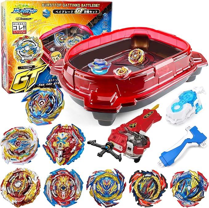 Bey Battling Top Burst Stadium Battle Set  Complete Battle Game Set with stadium, 8 Bey Blades Toys & 2 TwoWay LR Launchers Grip Combat Battling Game Toys Birthday Gifts for 812 Boys Children Kids