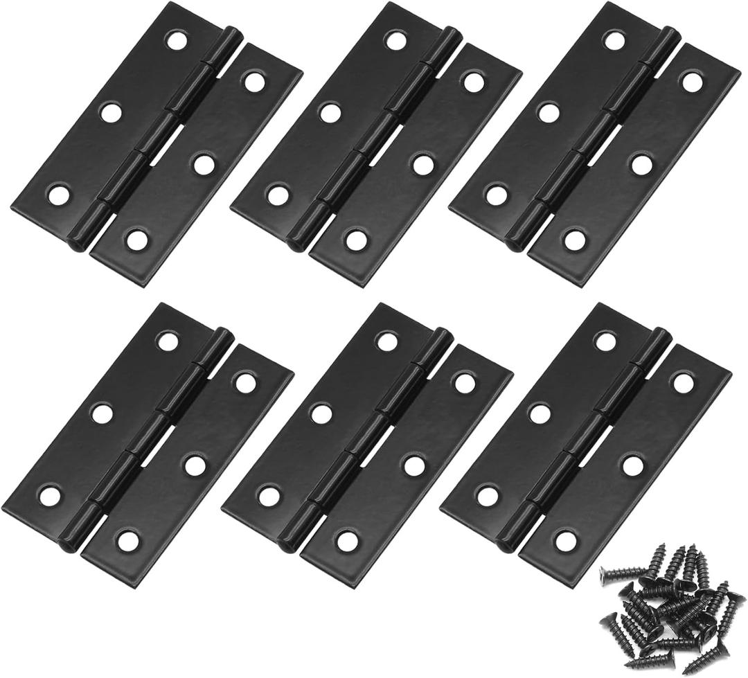 Murtenze 6 Pack 2.5 Inch Door Hinges, Black Butt Hinges with Mounting Screws