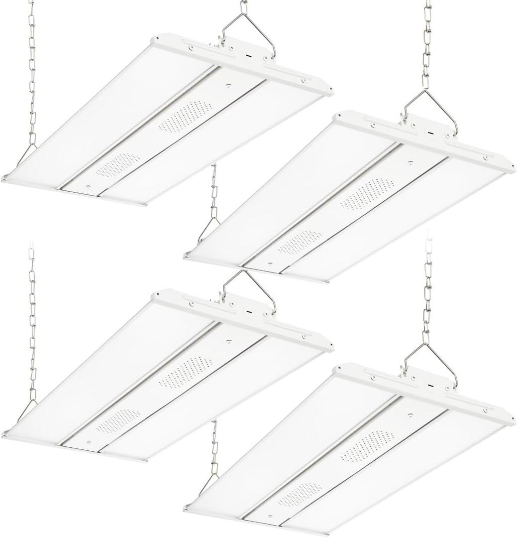 4-Pack LED High Bay Shop Light Commercial 165W 23100 Lumens 5000K 100-277V Dimmable, 2FT Linear Hanging Bay Lights for Warehouse Workshop Supermarket Stadium, Power Tunable 