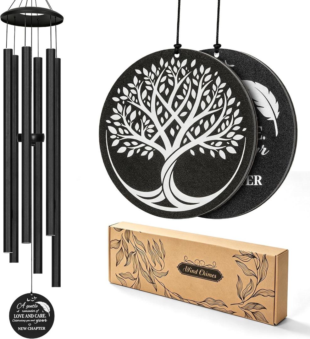 45 Inch Deep Tone Wind Chimes for Outside, Black
Tree of Life Design, Outdoor Garden Porch Decor, Memorial Sympathy Gift, Durable Finish