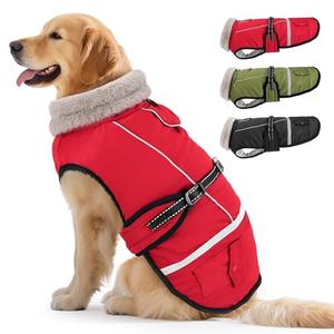 Dog Winter Coat Jacket Waterproof for XL Large Dogs, Reflective Pet Vest Warm Fleece Cozy for Cold Weather, Dogs Snowsuit Windproof, Adjustable Buckle