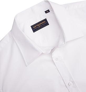 Men's Dress Shirts Wrinkle Free Long Sleeve Formal Shirt Solid Business Casual Button Down Shirts for Wedding Prom (Medium, White)