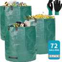 NATUREZA reusable yard waste bags,3 pack 72 Gallons leaf bags,Heavy Duty Garden Bags,Storage Bag,Patio Bag,Laundry Container,lawn and leaf bags