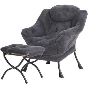 Tiita Lazy Chair with Ottoman, Modern Large Accent Lounge Chair, Leisure Sofa Armchair with Ottoman, Reading Chair with Footrest for Bedroom, Living Room, Dorm Rooms, Garden and Courtyard, 28.5"L x 25.5"W x 37.4"H