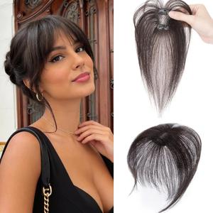 Benehair Clip on Bangs Real Human Hair with 360 Full Coverage, 3D Air Bangs for Daily Wear, Natural Seamless Fit for Women Natural Black
