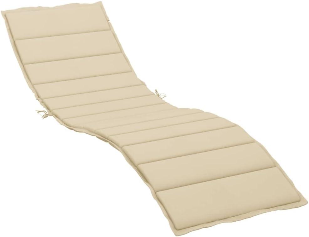 vidaXL Oxford Fabric Sun Lounger Cushion - Beige, Soft Foam Fiber Filled, Water-Repellant, Suitable for Indoor and Outdoor Use, Easy Maintenance, 78.7"x19.7"x1.2"