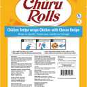 INABA Churu Rolls for Dogs, Grain-Free, Soft/Chewy Baked Chicken Wrapped Churu Filled Dog Treats, 0.42 Ounces Each Stick| 48 Stick Treats Total (8 Sticks per Pack), Chicken with Cheese Recipe