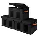 GRANNY SAYS Memory Box, Storage Boxes with Lids, Stackable Storage Bins with Clear Window, Toy Storage Bins, Storage Baskets for Clothing, Toys, Towels, Books, Black, 3-Pack