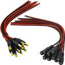 (Real 18AWG) 10 Pairs 12V 5A DC Power Pigtail Barrel Plug Connector Cable, 2.1mm x 5.5mm Male Female DC Pigtail Connectors for CCTV Security Camera and 12V Power Supply Adapter by MILAPEAK