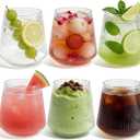 40 Pack 13.5oz Clear Plastic Stemless Glasses - Unbreakable BPA-Free Recyclable Origami-Style Ribbed Disposable & Reusable for Birthday, Weddings, Parties