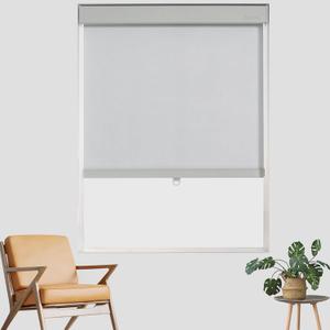 Cordless Roller Shades for Windows Blackout Window Blinds Thermal Insulated Privacy Protection for Day and Night, Inside or Outside Mount for Home Office Bathroom (37" W x 72" H, White)
