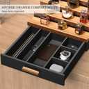 Wooden Cologne Organizer for Men 4 Tier of Perfume Display Holder of Drawer & 2 Hidden Compartments Larger Storage Space Mens Perfume Organizer Shelf Stand,Gift for Man (4T-Black Walnut)