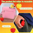 2pcs Mini Portable Lint Roller for Pet Hair, Reusable and Washable Small Sticky Roller Cute Pocket Bell Pepper Shape Dog Cat Hair Remover for Clothes Furniture Car Seats Travel Home Use (Red, Yellow)