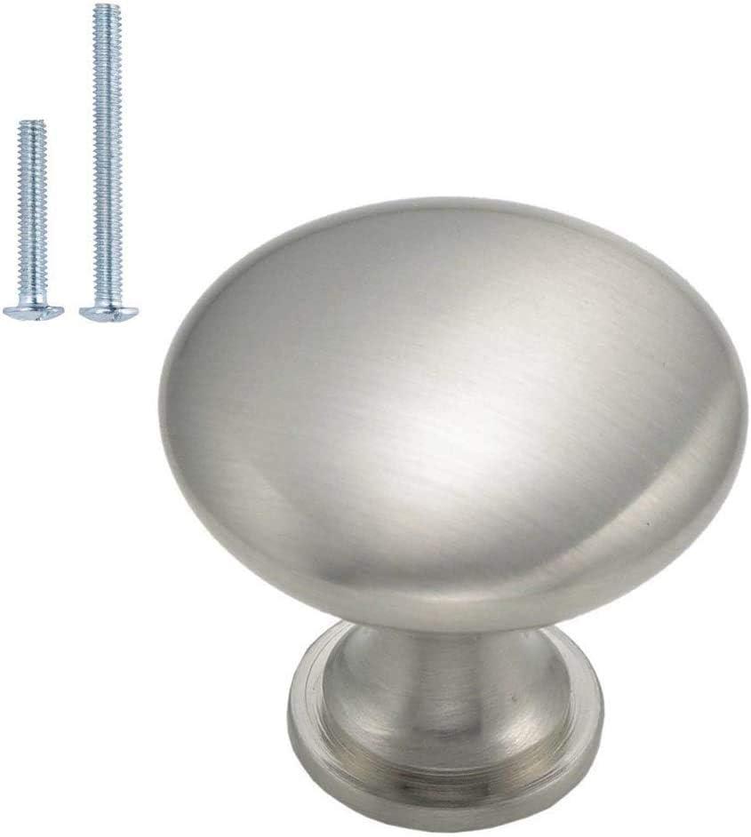 homdiy 8 Pack Brushed Nickel Cabinet Knobs, Single Hole Dresser Pulls, Satin Nickel Knobs, Drawer Knobs, Silver Hardware for Door, Kitchen and Drawer