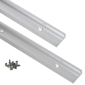 KETIPED 2pc Aluminum 400mm Double-Cut Profile Universal 3/4 Slot T-Track with Predrilled Mounting Holes and Wood Screws,30 Type T Track for Woodworking Jigs and Fixtures,Drill Press Table,(15.75in)-SV
