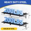 Heavy Duty 2x4 FT Garage Shelving Wall Mounted, 440 LBS Capacity Steel Wall Shelf Storage Rack with 12 Hooks, Easy Installation for Garage, Basement, Workshop, 2 Packs, 24 W X 48 L X 24 D