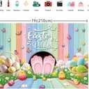Easter Bunny Backdrop Colourful Wood Eggs Rabbit Butterfly Floral Spring Photography Background Adult Kids Baby Shower Birthday Party Decoration Easter Banner Photo Props (7x5FT)