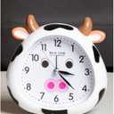 Kids Alarm Clock Cow Alarm Clock for Kids Bedroom, No Battery, Cute Bedside Clock Children's Sleep Trainier, Wake Up for Boys Girls Birthday Gifts (White)