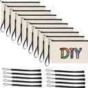 9.5"6.5" Canvas Zipper Bag Reusable Cotton Canvas Zipper Pouch Blank DIY Craft Canvas Bag Bulk for Painting Cosmetic Bag Makeup Toiletry Bag Case Pouches 10 pack