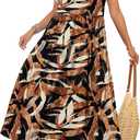 OFEEFAN Maxi Dress Casual Dresses for Women Crew Neck Short Sleeve Tiered Dress with Pockets