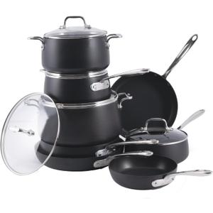 All-Clad HA1 Hard Anodized Nonstick Cookware Set 13 Piece Induction Oven Broiler Safe 500F, Lid Safe 350F Pots and Pans Black