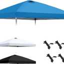 HYPER VENTURE 10x10ft Replacement Canopy Top with Air Vent, Waterproof & UV Protection for Straight Leg Frame, Outdoor Pop Up Canopy Tent Cover for Patio Garden Camping (Blue)