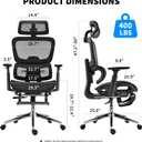 Mesh Ergonomic Office Chair with Footrest,High Back Mesh Gaming Chair with Lumbar Support,Adjustable Headrest and Armrests for Home Office Desk Chair (Modern, Black)