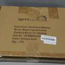 Vintage Desk Makeup Mirror, 11.9" L x 8" W Antique Gold Vanity Table Mirror, Metal Framed Scalloped Small Standing Mirrors with Beaded, 360 Adjustable Rotation for Tabletop, Bedroom