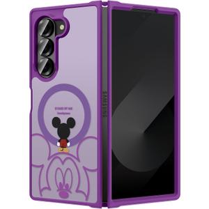 Threehundred for Samsung Galaxy Z Fold 6 Case Magnetic [Compatible with MagSafe], Cute Aesthetic Design Translucent Matte Military Grade Protection Hard Rugged Phone Case for Girls Women - Deep Purple