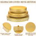 Wenqik 3 Pcs Cake Stand 16'' 14'' 12'' Round Metal Cake Stand Bases Display Holder Cookies Fruit Serving Tray Candy Display Plate Cupcake Dessert Pastry Riser for Wedding Birthday Party(Gold)