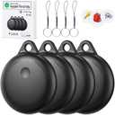 Smart Tags-4 Pack, Smart Bluetooth Tracker Work with Apple Find My, Key Finders and Find My Tracker, Game Changer Waterproof Smart Tag with Key Ring Tracker Tag for Keys/Luggage/Wallet etc (black)