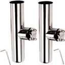 2PCS Stainless Tournament Style Clamp on Fishing Rod Holder for Rails 7/8" to 1", Rail Mount Rod Holder