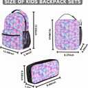 Girls Kids Backpack and Lunch Box Set, 3-in-1 School Bag Combo with Pencil Case, Lightweight Waterproof Bookbag for Elementary Middle School Girls & Boys