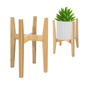 Rnined Plant Stand Indoor, Bamboo Plant Shelf, Adjustable Corner Plants Flower Holders Single Floor Plant Stand, Fits 8 to 12 Inches Pots,(Pot & Plant Not Included)(Nature)