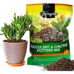 Succulent & Cactus Soil Potting Mix 2qt, Natural Organic Potting Mix for Cactus, Succulent, Palm, and Citrus Grown in Containers Indoors and Outdoors