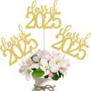 ALISSAR 12 Pack Pre-assembled Double Sided Class of 2025 Graduation Party Centerpiece Sticks, Centerpiece Table Decorations for 2025 Graduation Party Decoration Supplies (Gold)