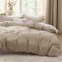 Bedsure Deep Beige Oversized King Duvet Cover - 3 Pieces Prewashed Cotton-Like Extra Soft Bedding Set, Includes 1 Duvet Cover 120x98 Inches with Zipper Closure & 2 Pillow Shams, Comforter Not Included