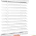 Lotus & Windoware Cordless, 2 Inch Faux Wood Blind, 59" Wide x 48" Long, Window Blinds, Blinds & Shades, Blinds for Indoor Windows, Embossed, Bright White