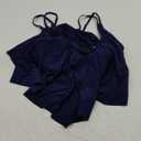 Women's Bikini Top Tankini Tops Push Up Bathing Suit Top Flounce Swimsuit Tops Swim Bra for Large Bust (Navy Blue)